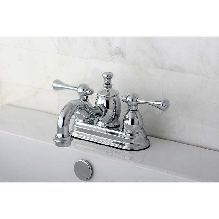 Kingston Heirloom KS7101BL - Vintage Double-Handle 3-Hole Deck Mount 4-Inch Centerset Bathroom Faucet with Brass Pop-Up, Polished Chrome