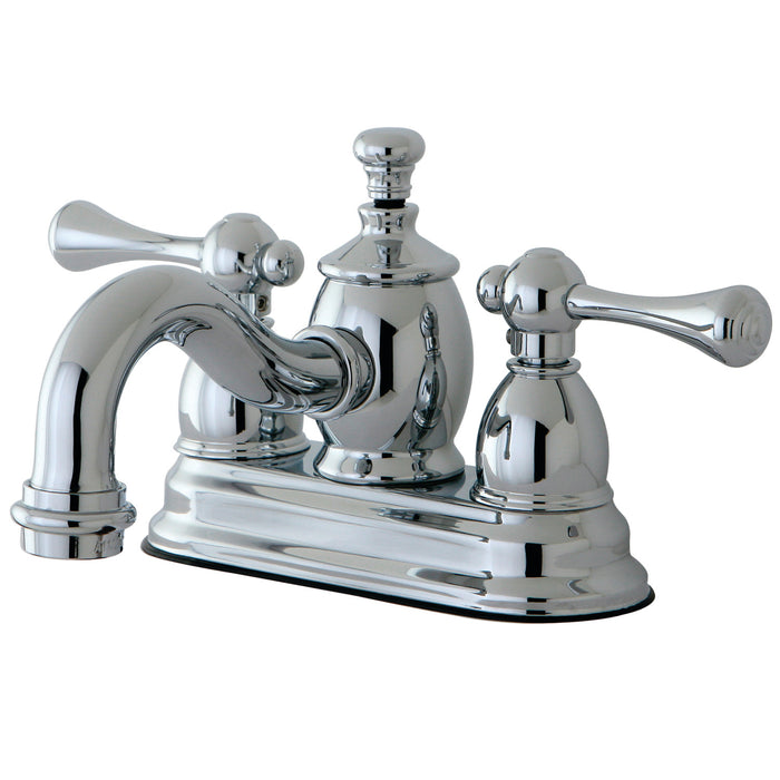 Kingston Heirloom KS7101BL - Vintage Double-Handle 3-Hole Deck Mount 4-Inch Centerset Bathroom Faucet with Brass Pop-Up, Polished Chrome