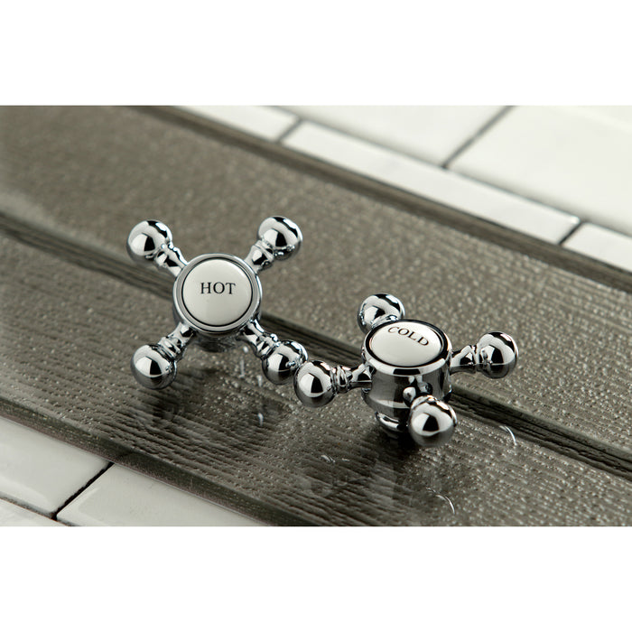 Kingston Heirloom KS7101BX - English Country Double-Handle 3-Hole Deck Mount 4-Inch Centerset Bathroom Faucet with Brass Pop-Up, Polished Chrome