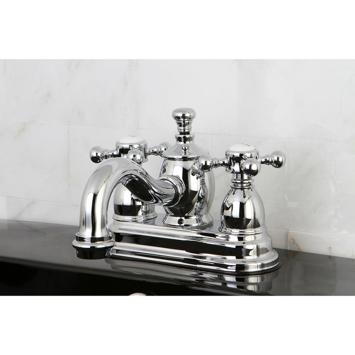 Kingston Heirloom KS7101BX - English Country Double-Handle 3-Hole Deck Mount 4-Inch Centerset Bathroom Faucet with Brass Pop-Up, Polished Chrome