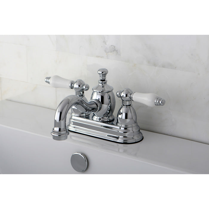 Kingston Heirloom KS7101PL - English Country Double-Handle 3-Hole Deck Mount 4-Inch Centerset Bathroom Faucet with Brass Pop-Up, Polished Chrome