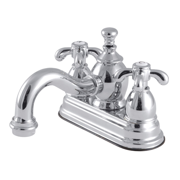 Kingston Heirloom KS7101TX - French Country Double-Handle 3-Hole Deck Mount 4-Inch Centerset Bathroom Faucet with Brass Pop-Up, Polished Chrome