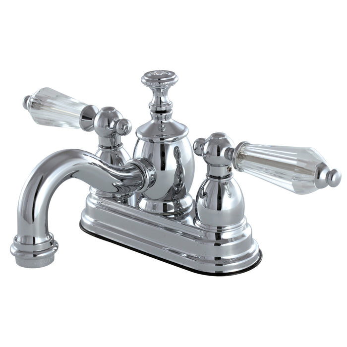 Kingston Heirloom KS7101WLL - Wilshire Double-Handle 3-Hole Deck Mount 4-Inch Centerset Bathroom Faucet with Brass Pop-Up, Polished Chrome