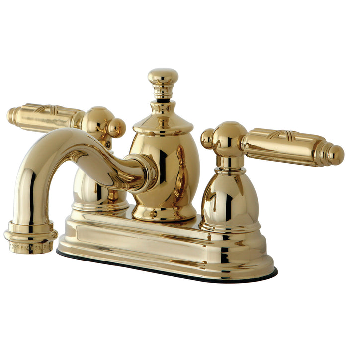 Kingston Heirloom KS7102GL - Georgian Double-Handle 3-Hole Deck Mount 4-Inch Centerset Bathroom Faucet with Brass Pop-Up, Polished Brass