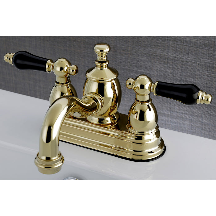 Kingston Heirloom KS7102PKL - Duchess Double-Handle 3-Hole Deck Mount 4-Inch Centerset Bathroom Faucet with Brass Pop-Up, Polished Brass