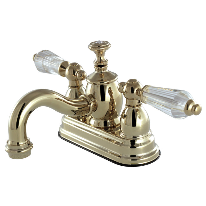 Kingston Heirloom KS7102WLL - Wilshire Double-Handle 3-Hole Deck Mount 4-Inch Centerset Bathroom Faucet with Brass Pop-Up, Polished Brass