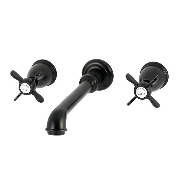 Kingston Tulare KS7120BEX - Essex Double-Handle 3-Hole Wall Mount Bathroom Faucet, Matte Black