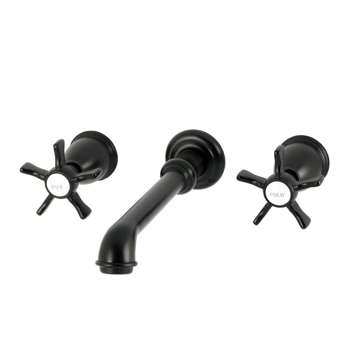 Kingston Tulare KS7120NX - Hamilton Double-Handle 3-Hole Wall Mount Bathroom Faucet, Matte Black