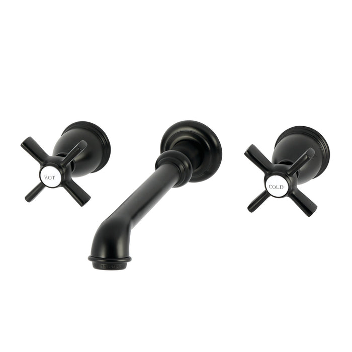 Kingston Tulare KS7120ZX - Millennium Double-Handle 3-Hole Wall Mount Bathroom Faucet, Matte Black