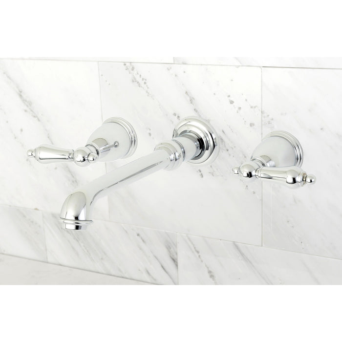 Kingston Tulare KS7121AL - English Country Double-Handle 3-Hole Wall Mount Bathroom Faucet, Polished Chrome