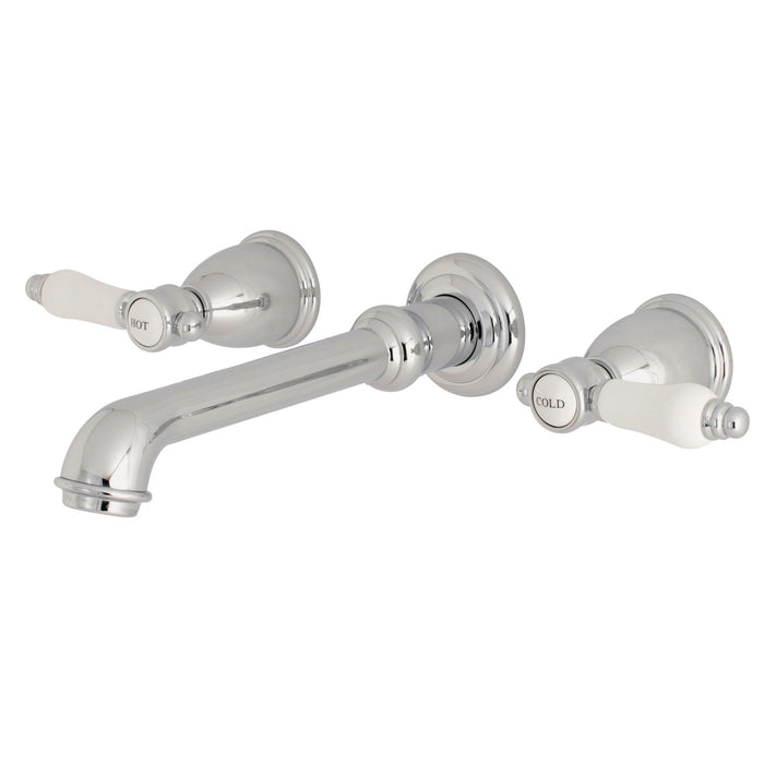 Kingston Tulare KS7121BPL - Bel-Air Double-Handle 3-Hole Wall Mount Bathroom Faucet, Polished Chrome