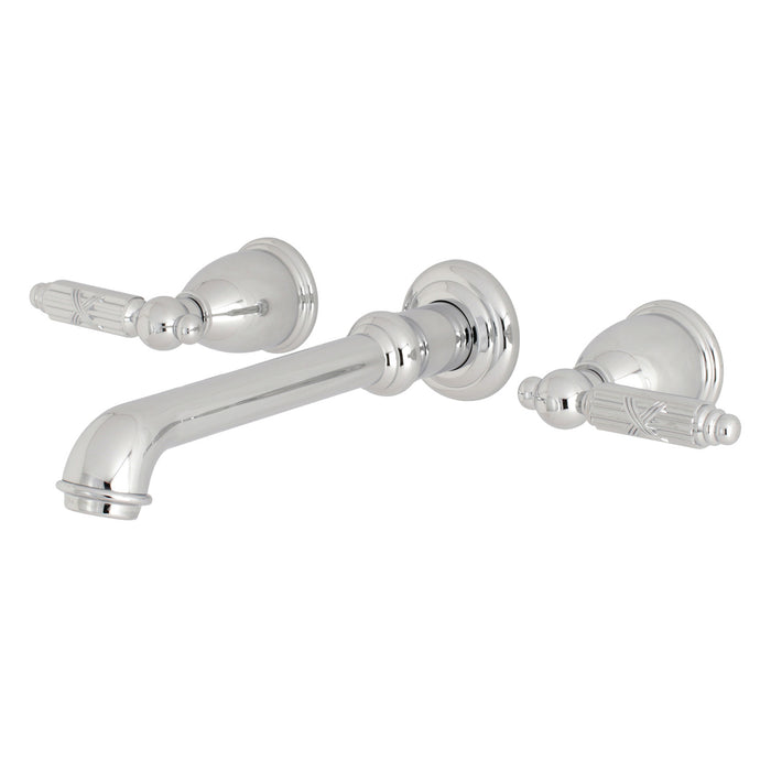 Kingston Tulare KS7121GL - Georgian Double-Handle 3-Hole Wall Mount Bathroom Faucet, Polished Chrome