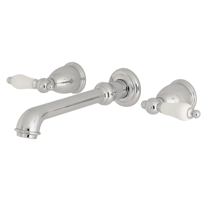 Kingston Tulare KS7121PL - English Country Double-Handle 3-Hole Wall Mount Bathroom Faucet, Polished Chrome