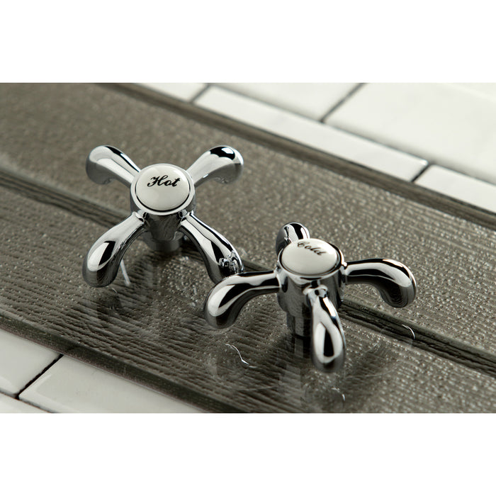 Kingston Tulare KS7121TX - French Country Double-Handle 3-Hole Wall Mount Bathroom Faucet, Polished Chrome