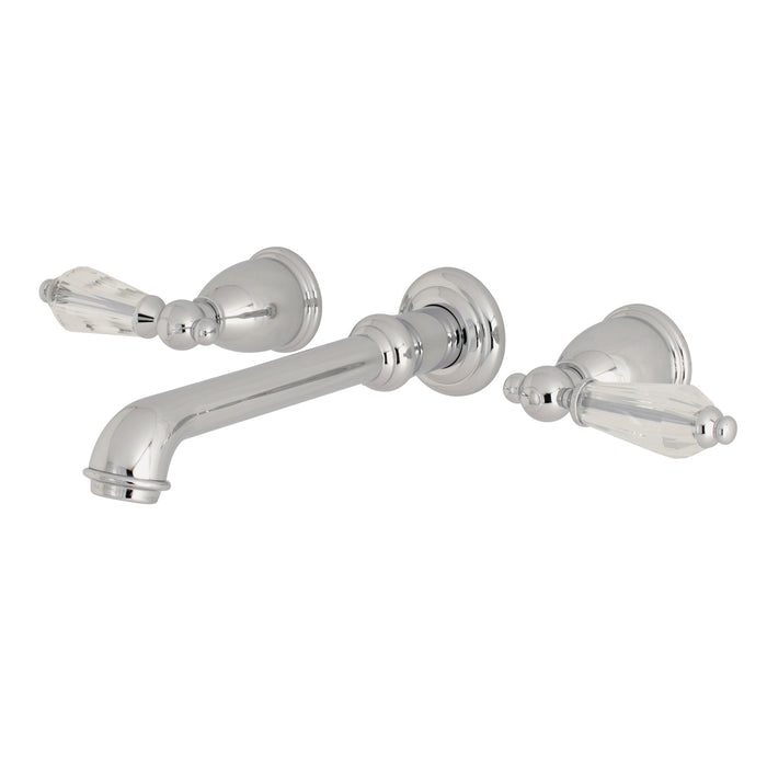 Kingston Tulare KS7121WLL - Wilshire Double-Handle 3-Hole Wall Mount Bathroom Faucet, Polished Chrome