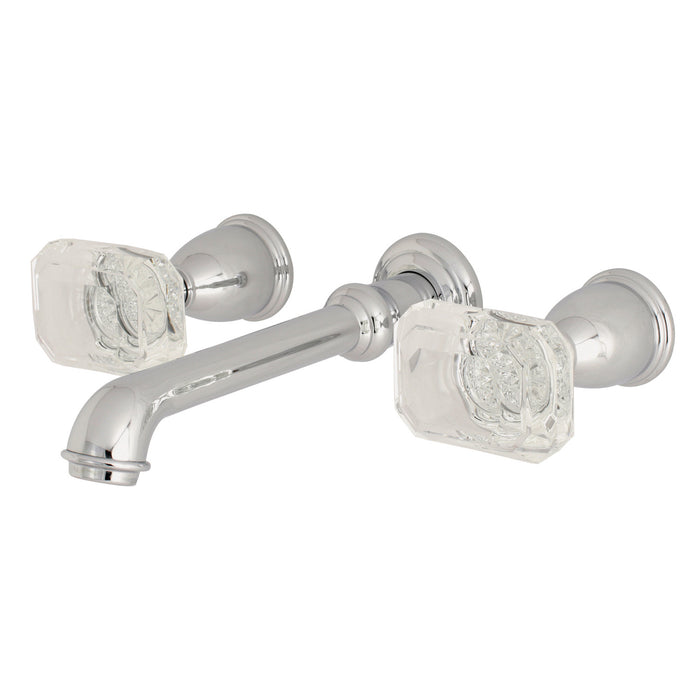 Kingston Tulare KS7121WQL - Krystal Onyx Double-Handle 3-Hole Wall Mount Bathroom Faucet, Polished Chrome