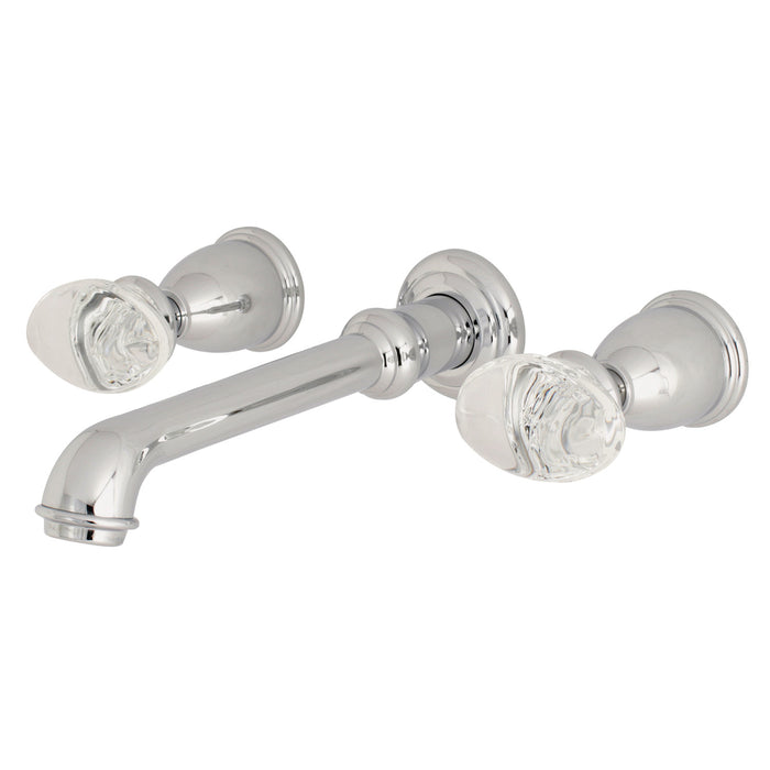 Kingston Tulare KS7121WVL - Krystal Onyx Double-Handle 3-Hole Wall Mount Bathroom Faucet, Polished Chrome