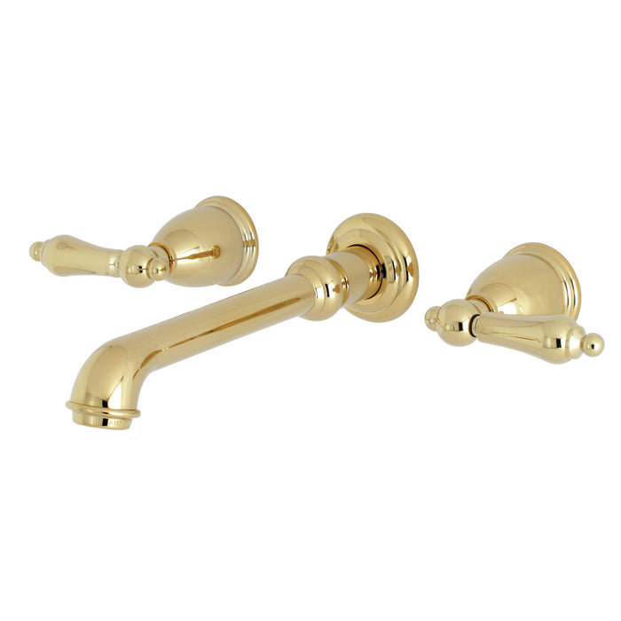 Kingston Tulare KS7122AL - English Country Double-Handle 3-Hole Wall Mount Bathroom Faucet, Polished Brass