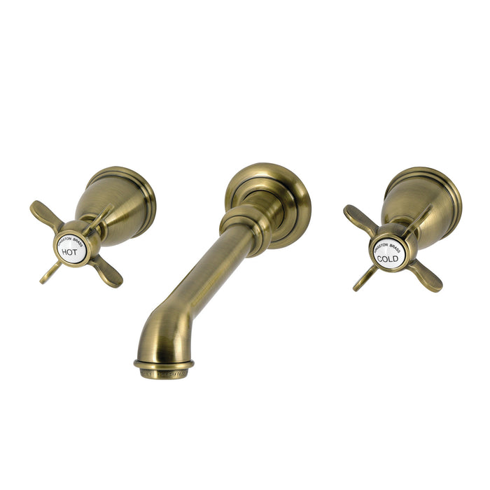 Kingston Tulare KS7123BEX - Essex Double-Handle 3-Hole Wall Mount Bathroom Faucet, Antique Brass
