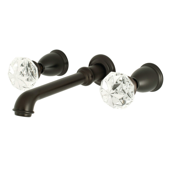 Kingston Tulare KS7125KWL - Krystal Onyx Double-Handle 3-Hole Wall Mount Bathroom Faucet, Oil Rubbed Bronze