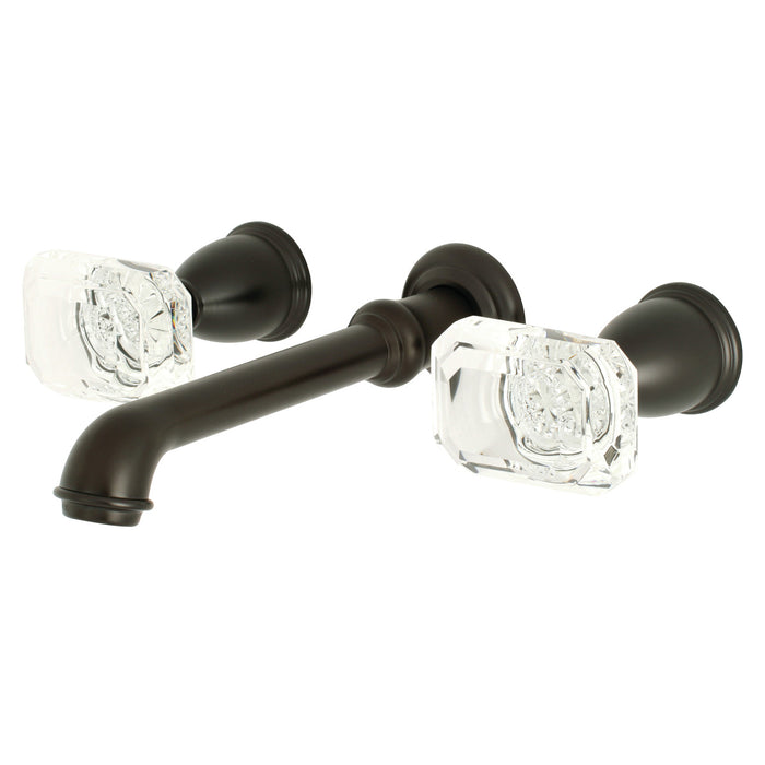 Kingston Tulare KS7125WQL - Krystal Onyx Double-Handle 3-Hole Wall Mount Bathroom Faucet, Oil Rubbed Bronze