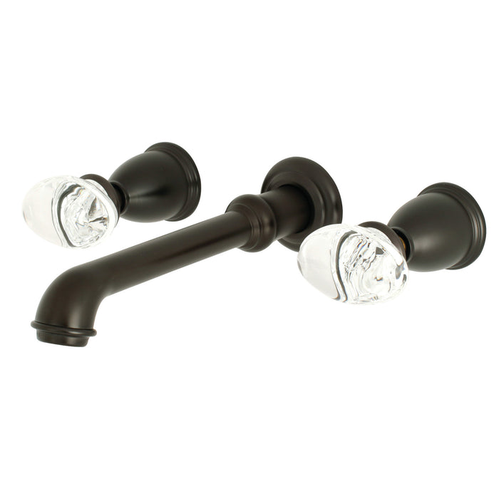 Kingston Tulare KS7125WVL - Krystal Onyx Double-Handle 3-Hole Wall Mount Bathroom Faucet, Oil Rubbed Bronze