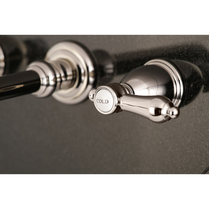 Kingston Tulare KS7126BAL - Heirloom Double-Handle 3-Hole Wall Mount Bathroom Faucet, Polished Nickel