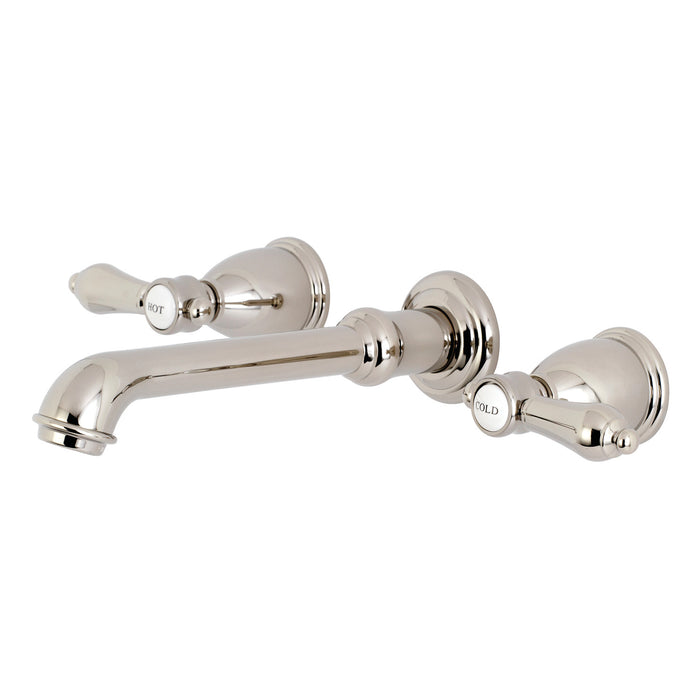 Kingston Tulare KS7126BAL - Heirloom Double-Handle 3-Hole Wall Mount Bathroom Faucet, Polished Nickel