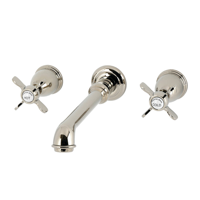 Kingston Tulare KS7126BEX - Essex Double-Handle 3-Hole Wall Mount Bathroom Faucet, Polished Nickel