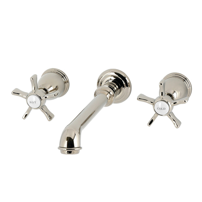 Kingston Tulare KS7126NX - Hamilton Double-Handle 3-Hole Wall Mount Bathroom Faucet, Polished Nickel