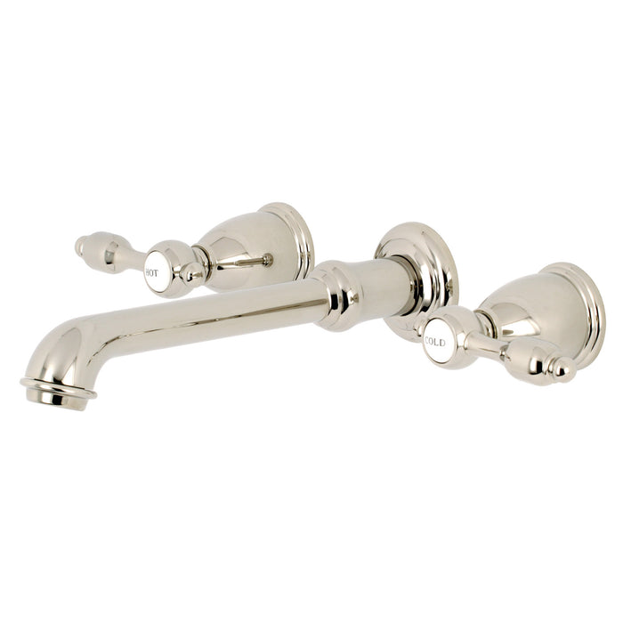 Kingston Tulare KS7126TAL - Tudor Double-Handle 3-Hole Wall Mount Bathroom Faucet, Polished Nickel