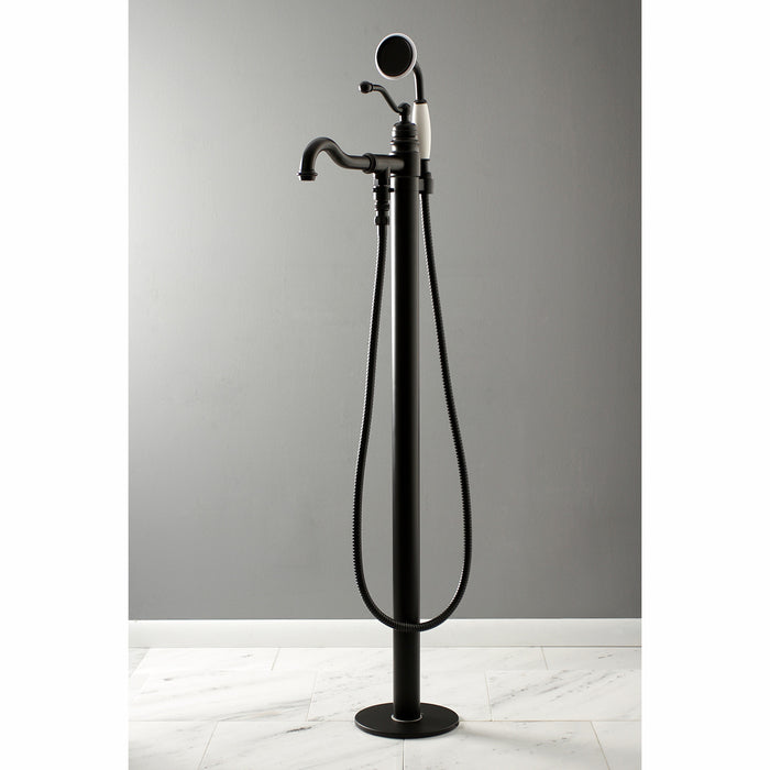 Kingston Heirloom KS7130ABL - English Country Single-Handle 1-Hole Freestanding Tub Faucet with Hand Shower, Matte Black