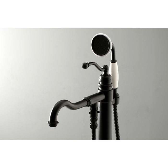 Kingston Heirloom KS7130ABL - English Country Single-Handle 1-Hole Freestanding Tub Faucet with Hand Shower, Matte Black