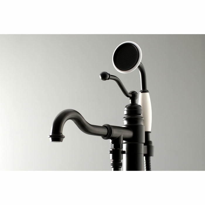 Kingston Heirloom KS7130ABL - English Country Single-Handle 1-Hole Freestanding Tub Faucet with Hand Shower, Matte Black