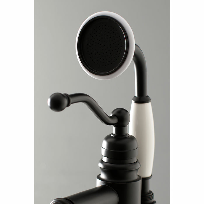 Kingston Heirloom KS7130ABL - English Country Single-Handle 1-Hole Freestanding Tub Faucet with Hand Shower, Matte Black