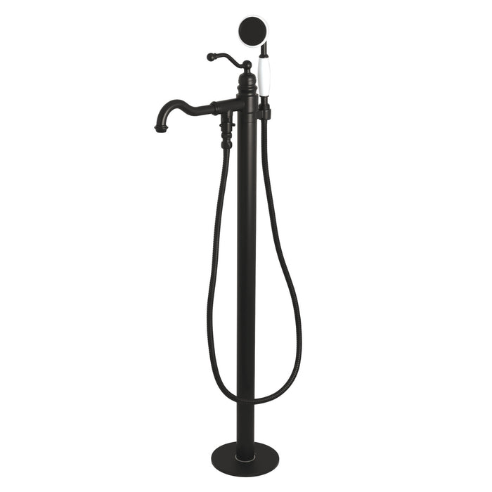 Kingston Heirloom KS7130ABL - English Country Single-Handle 1-Hole Freestanding Tub Faucet with Hand Shower, Matte Black