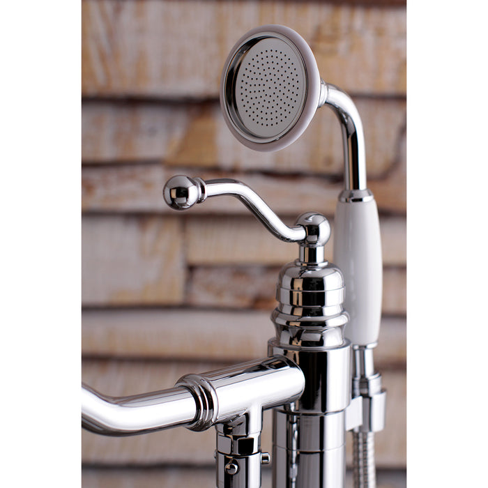 Kingston Heirloom KS7131ABL - English Country Single-Handle 1-Hole Freestanding Tub Faucet with Hand Shower, Polished Chrome