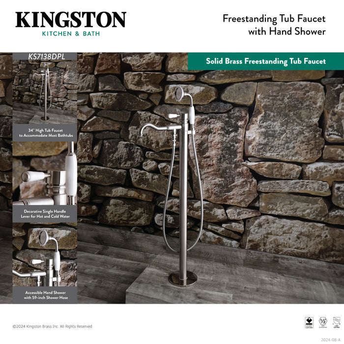 Kingston Tulare KS7131DPL - Paris Single-Handle 1-Hole Freestanding Tub Faucet with Hand Shower, Polished Chrome