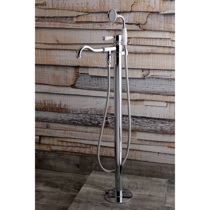 Kingston Tulare KS7131DPL - Paris Single-Handle 1-Hole Freestanding Tub Faucet with Hand Shower, Polished Chrome