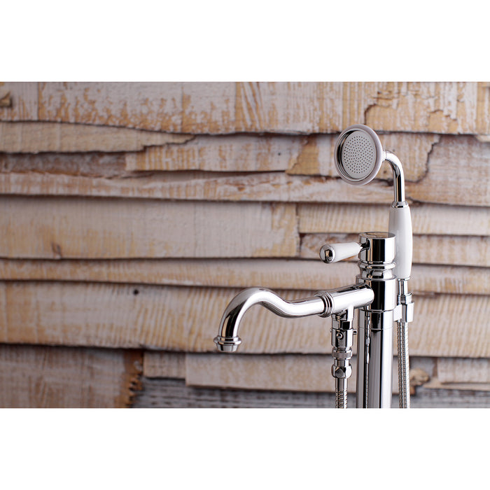 Kingston Tulare KS7131DPL - Paris Single-Handle 1-Hole Freestanding Tub Faucet with Hand Shower, Polished Chrome