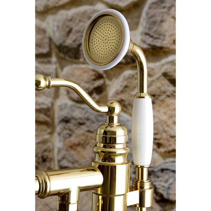 Kingston Heirloom KS7132ABL - English Country Single-Handle 1-Hole Freestanding Tub Faucet with Hand Shower, Polished Brass