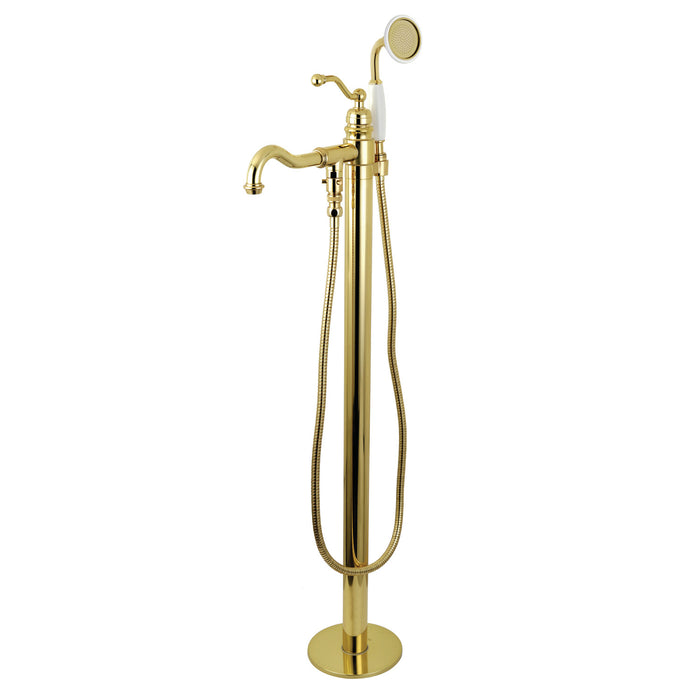 Kingston Heirloom KS7132ABL - English Country Single-Handle 1-Hole Freestanding Tub Faucet with Hand Shower, Polished Brass