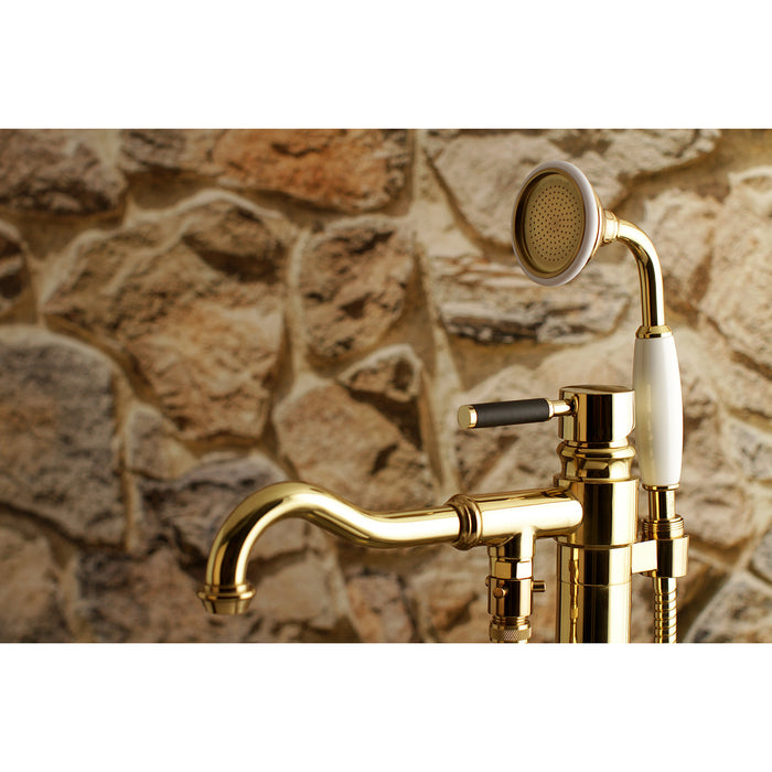 Kingston Sona KS7132DKL - Kaiser Single-Handle 1-Hole Freestanding Tub Faucet with Hand Shower, Polished Brass