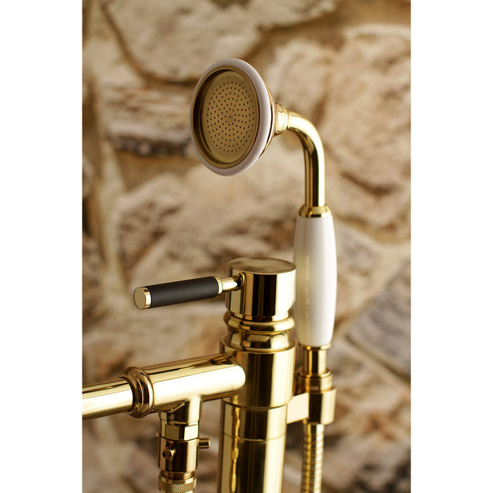 Kingston Sona KS7132DKL - Kaiser Single-Handle 1-Hole Freestanding Tub Faucet with Hand Shower, Polished Brass