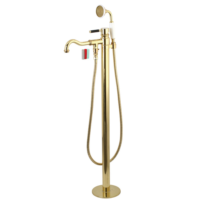 Kingston Sona KS7132DKL - Kaiser Single-Handle 1-Hole Freestanding Tub Faucet with Hand Shower, Polished Brass