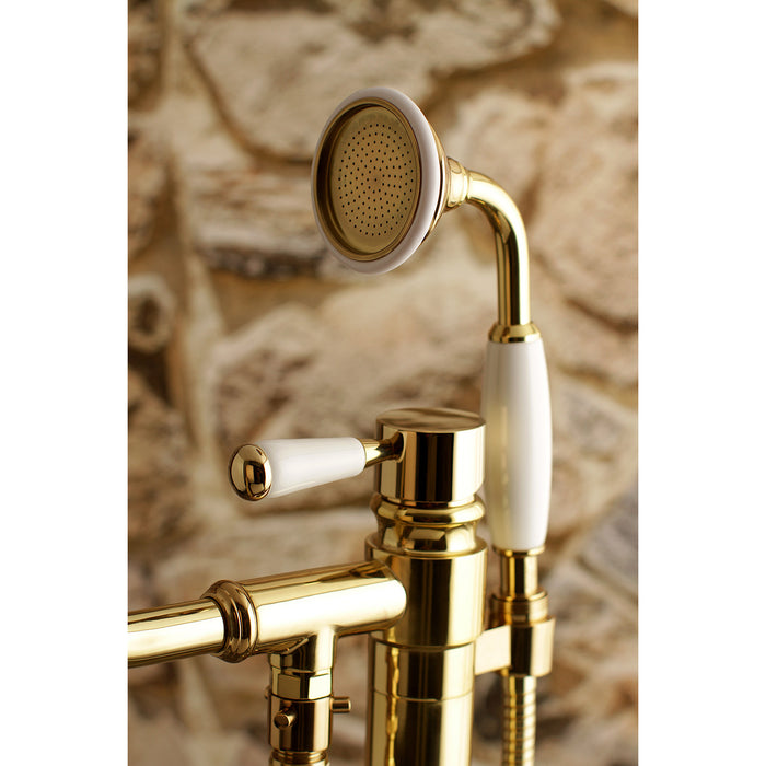 Kingston Tulare KS7132DPL - Paris Single-Handle 1-Hole Freestanding Tub Faucet with Hand Shower, Polished Brass
