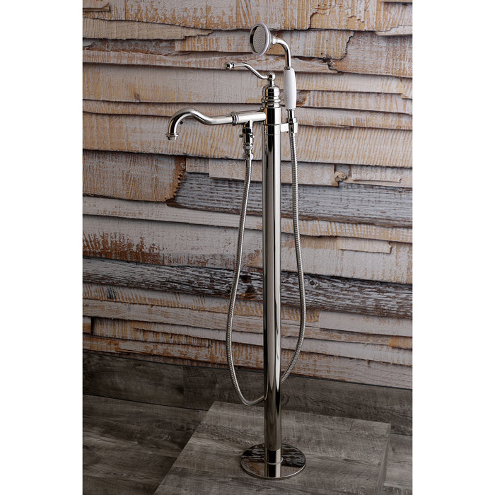 Kingston Heirloom KS7136ABL - English Country Single-Handle 1-Hole Freestanding Tub Faucet with Hand Shower, Polished Nickel