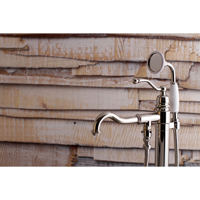 Kingston Heirloom KS7136ABL - English Country Single-Handle 1-Hole Freestanding Tub Faucet with Hand Shower, Polished Nickel