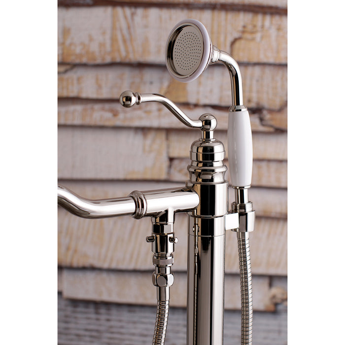 Kingston Heirloom KS7136ABL - English Country Single-Handle 1-Hole Freestanding Tub Faucet with Hand Shower, Polished Nickel