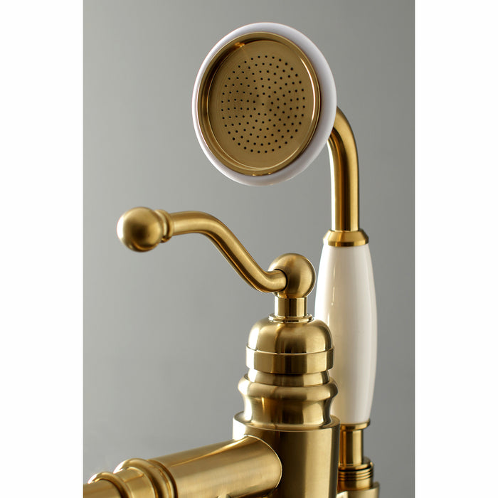 Kingston Heirloom KS7137ABL - English Country Single-Handle 1-Hole Freestanding Tub Faucet with Hand Shower, Brushed Brass